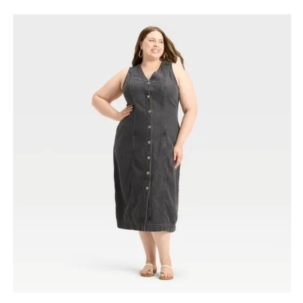 Universal Thread Denim Button-down Ankle Dress Wa… - image 4